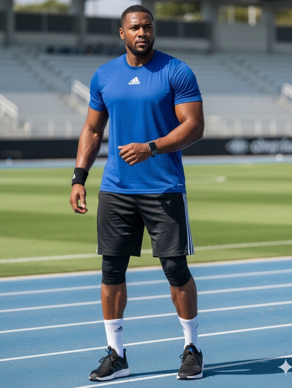 Adidas Men's Blue Athletic Crew Neck Tee